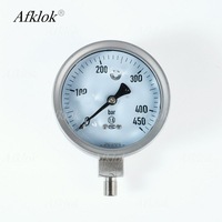 Manomètre AFKLOK 100 mm à connexion inférieure, acier inoxydable 316, 450 bars