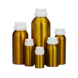 China Supplier Gold Aluminum Fragrance Oil Bottles 1000ml 500ml 100ml Essential Oil Bottle For Cosmetic Packaging