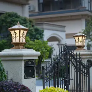 Sensore a energia solare lampada pilastro impermeabile esterno moderno cortile recinzione solare Led Post cancello principale luce pilastro per il giardino