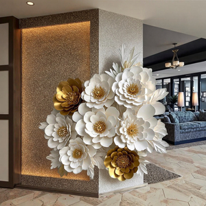 Arte de Pared de Flores de Papel Artificiales Hechas a Mano para Decoración de Fondo de Bodas y Cumpleaños, Restaurante, Hotel, Exclusivo de Fábrica - Product Image 4