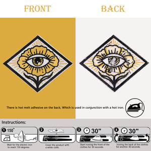 Patchs brodés à l'effigie de <span class=keywords><strong>fleurs</strong></span> et de mauvais œil, personnalisables, à repasser et à coudre sur le tissu, principalement destinés aux vêtements en denim et aux chapeaux de marques - Product Image 3