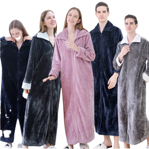 ชุดคลุมอาบน้ำแบบมีฮู้ด ผ้าฟลานเนล ระบายอากาศได้ดี อุ่นสบาย เหมาะสำหรับฤดูใบไม้ร่วง/ฤดูใบไม้ผลิ ฤดูหนาว เอวยางยืด ผ้าพลัฌยาว สำหรับผู้ใหญ่ ผู้หญิง/ผู้ชาย แบบผูกด้านหน้า - Product Image 3