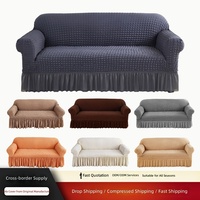 Bubble-Chiffon Einfarbiger Sofabezug Vollständig Umhüllender Stretch-Überzug Staubdichter Rutschfester Sofakissenbezug
