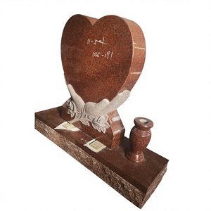 Statue commémorative traditionnelle en granit rouge d'Inde pour cimetière, utilisation extérieure - Product Image 3