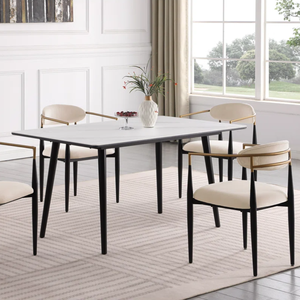 Commercio all'ingrosso della fabbrica di misura moderna di 130cm di <span class=keywords><strong>marmo</strong></span> bianco opaco guardare angoli arrotondati tavolo da pranzo in ceramica per la casa da pranzo - Product Image 4