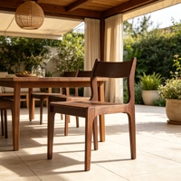 Silla de Comedor de Madera Maciza de Caucho con Respaldo Curvo, Asiento de Madera Sólida, Estilo Moderno Minimalista, Proveedor Mayorista