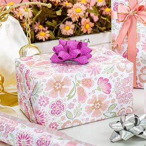Papel de cobre de doble cara con diseño floral rosa para envolver regalos para niñas, Día de la Madre y Día de San Valentín - Product Image 5