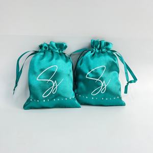 Sac d'emballage en tissu doux de haute qualité, brillant, en soie, avec logo personnalisé, cordon de serrage pour bijoux, sacs en satin pour perruque - Product Image 6