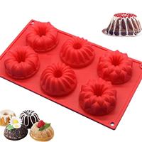 Moule à pâtisserie en silicone de qualité alimentaire FDA, résistant au four, à 6 cavités de forme irrégulière, pour gelée, pudding, mousse, pain, gâteau, collation