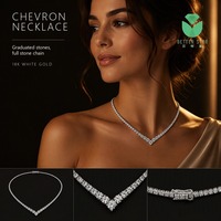 Collier de luxe Better Star Tennis Chain en or blanc 18 carats plaqué, couleur D, VVS1, en forme de V, avec diamants de laboratoire délicats, idéal pour mariage et cadeaux