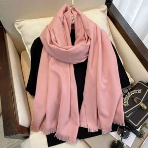 Sıcak satış klasik kaşmir düz renk eşarp tasarımcısı lüks kış kaşmir eşarp çapak - Product Image 3