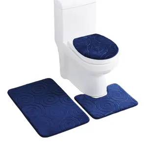Ensemble de tapis de salle de bain tampon antidérapant, mousse à mémoire de forme, pour toilette, salle d'eau, nouvelle collection, 3 pièces
