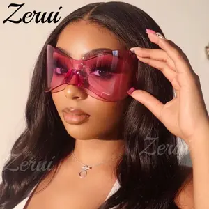 Lunettes de soleil de Sport Punk surdimensionnées pour femmes et hommes, marque de luxe de styliste, lunettes de soleil pour femmes UV400, nuances noires, Oculos