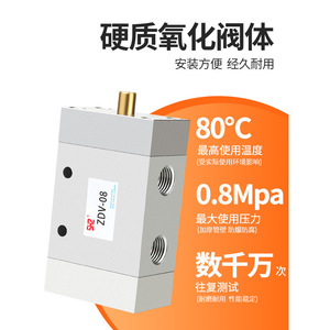 วาล์วควบคุมความเร็วแบบนิวเมติกอัตโนมัติ ZDV-08 วาล์วควบคุมลมแบบลูกสูบ วาล์วควบคุมสองตำแหน่งห้าทาง - Product Image 3