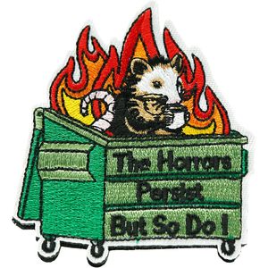 The Horrors Persist But So Do I Patch Embroidered Trash Can Shape Funny Animal <b>Applique</b> For Bags - Product Image 1