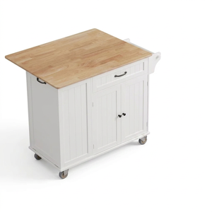 Îlot de <span class=keywords><strong>cuisine</strong></span> blanc <span class=keywords><strong>sur</strong></span> roulettes, table de <span class=keywords><strong>cuisine</strong></span> extensible avec tiroir de rangement, armoire et étagère à épices - Product Image 5