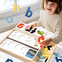 Juguete Educativo Temprano de Madera con Letras del Alfabeto, Caja de Rompecabezas para Niños, Aprendizaje de Lectura, Ortografía y Pensamiento Cognitivo