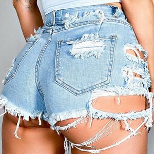 Novedades <span class=keywords><strong>2022</strong></span>: Shorts de mezclilla para mujer con agujeros, cremallera y bolsillos, estilo desgastado y rasgado, para verano - Product Image 1