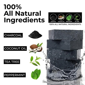 Natural Organic Peppermind Activated Charcoal <strong>Tea</strong> <strong>Tree</strong> Bath Black <strong>Soap</strong> - Product Image 1