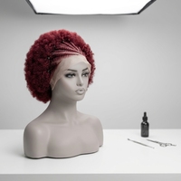 Perruque en cheveux humains 13x4 Full Lace, Perruque Afro Kinky Curly couleur 99J, Cheveux bouclés pour tresses pour femmes
