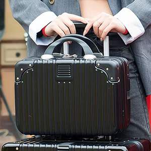 Trousse de maquillage rose de 14 pouces avec fermeture éclair, sac cosmétique portable pour le voyage, petit organiseur de toilette, couleur unie - Product Image 5