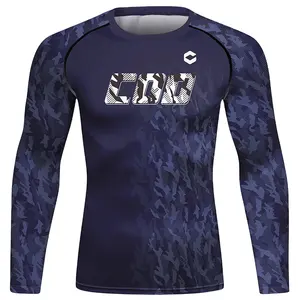 Concevez votre propre Rash Guard Grappling Jiu Jitsu Gym Sports Kickboxing Jersey Mode Impression 3D Hommes Chemises À Manches Longues