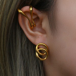 Pendiente de moda 18K PVD Oro Declaración Plateado Hoja Gota Pendiente colgante - Product Image 6