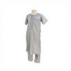 CCY <span class=keywords><strong>Qamis</strong></span> d'été pas cher pour enfants musulmans du Maroc, manches courtes, style Boubou Homme, sensation coton-lin, <span class=keywords><strong>ensemble</strong></span> Thobe pour garçons, idéal Ramadan - Product Image 4