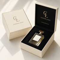 Boîte d'emballage de parfum personnalisée avec couvercle magnétique, boîte cadeau en papier rigide ivoire et insert ajusté pour flacon de parfum unique