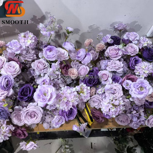 Couronne de fleurs artificielles violettes faites à la main, arrangement de roses mélangées, décoration de mariage, style romantique et rêveur - Product Image 3