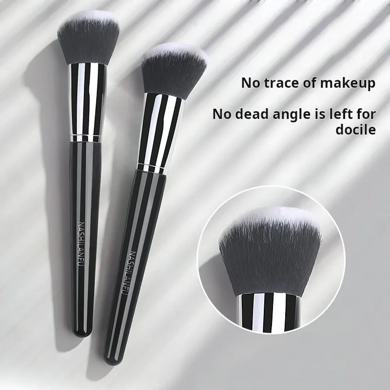 New single flat head soft hair smear-proof makeup wooden handle beauty tools makeup powder foundation brush