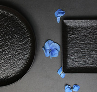 Vaisselle de Restaurant, vaisselle noire et blanche, porcelaine, service de table japonais, assiettes à Sushi rectangulaires pour Restaurant d'hôtel