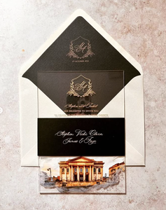 ซองงานแต่งงานพิมพ์ลายปราสาทโรแมนติกสีดำหรูหราการ์ดเชิญงานแต่งงานสำหรับวันวาเลนไทน์ - Product Image 2