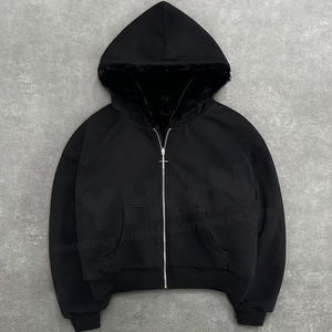 Jaket Hoodie pria, Hoodie Pria bisa dibalik, ukuran besar, lapisan ganda, cetakan bulu palsu salju, ritsleting, jaket hodie pria - Product Image 2