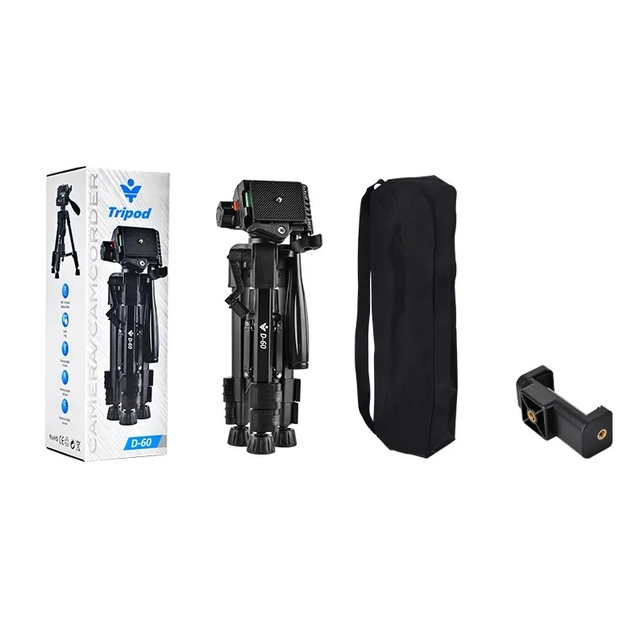 D-60 Professional Heavy Duty DV Carbon Fiber Camera Tripod Stand With Fluid Damping Head