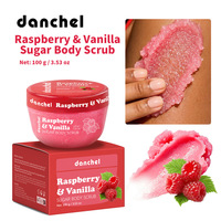 Exfoliante Corporal de Azúcar 100g Frambuesa Vainilla, Exfoliante Hidratante y Suavizante para Piel Seca, Suavizante y Nutritivo para el Cuidado Corporal