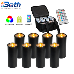 8pcs with bag 15W Mini Chroma Cannon LED Light RGBWA UV Battery <b>Wireless</b> RF Remote Stage <b>Lighting</b> - Product Image 1