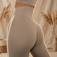 Ensemble de yoga asymétrique personnalisé grande taille pour femme, pantalon uni à rayures contrastées sur le côté, leggings sans couture avant, poche discrète, pour la gym et l'entraînement