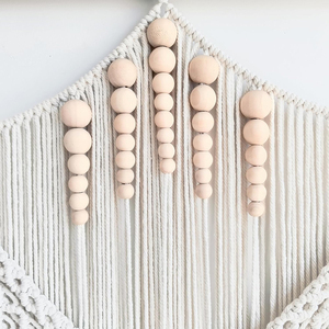 Tapiz de Macramé Grande Tejido a Mano con Cuentas de Madera de Hojas, Diseño Personalizado de Lujo, Nuevo - Product Image 3