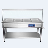 Matériel de cuisine pour restaurant buffet pas cher, table en acier inoxydable, bain-marie à gaz, chauffe-plats électrique avec 4 pots