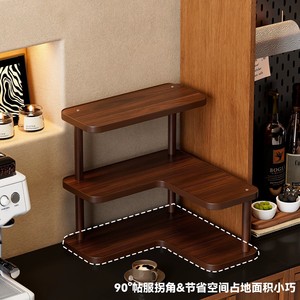 Corner Desktop <b>Shelf</b> 3 Tier Wood Storage Rack For <b>Kitchen</b> Household Organize Standing Type Classic Style - Product Image 4