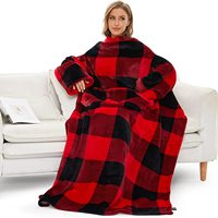 Umwelt freundlich Warm und bequem zu tragen Bequeme große bedruckte Flanell tragbare TV-Decke