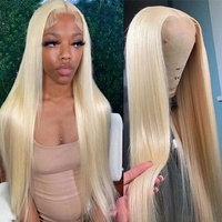 Perruques de cheveux humains indiens vierges lisses roux transparentes HD pour femmes, sans colle, double trame, pré-épilées, avec dentelle frontale
