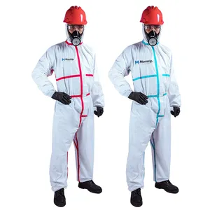 50gsm Coverall Microporous Material Coverall Taped Seams Disposable Non Woven Coveralls For Asbestos Removal