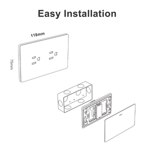 Tomacorriente Estándar Estadounidense con Interruptor Doble, Panel de Aluminio y Acero Inoxidable, Puertos USB-A y USB-C, IP20, Enchufe de Pared Eléctrico - Product Image 5