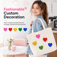 Patchs perlés en forme de cœur personnalisés, certifiés usine, appliques d'amour de haute qualité pour vêtements, marque OEM ODM, commande en gros