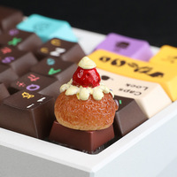 Capuchon de clavier mécanique en résine DIY, motif gâteau crémeux à la crème de fraise et caramel, style dessin animé, original, mignon et personnalisé, pour clavier