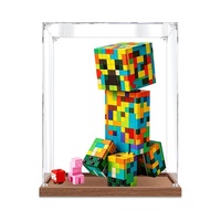 Kotak Akrilik My World Creeper untuk Display, Kompatibel dengan 21276, Kotak Transparan Anti Debu untuk Penyimpanan Figur, Cina
