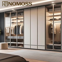 Armoire de chambre à coucher en bois de grande capacité, assemblée, design moderne, résistante à l'humidité, minimaliste