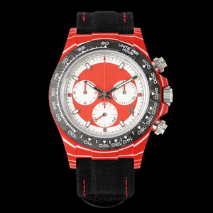 Montre-bracelet chronographe de luxe NTPT en carbone rouge, cadran rond contrastant, squelette automatique, pour homme, modèle Victory Lap Timepiece - Product Image 1